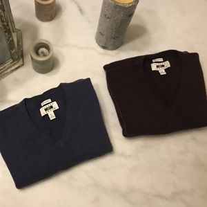 Joseph Abboud blue/burg Vneck Cashmere Sweater